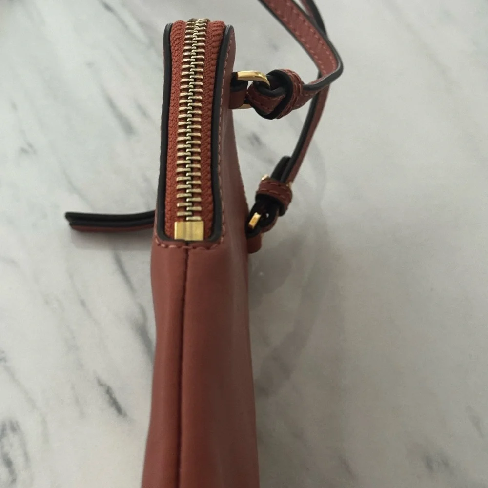 Tory Burch New Light  Brown and Gold Charlie Mini Phone Crossbody